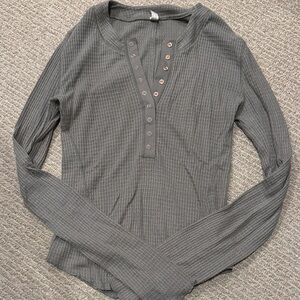 Free people army green layering button thermal